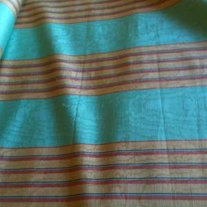   & Fils Moire Stripe Fabric Mint Apricot Rust 13y 1200 dollar value