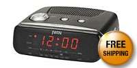 Jwin Compact Digital Alarm Clock With AM/FM Radio JL206BLK