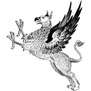  2.25 inch (58mm) Round Pin Badge Line Drawing Griffin 