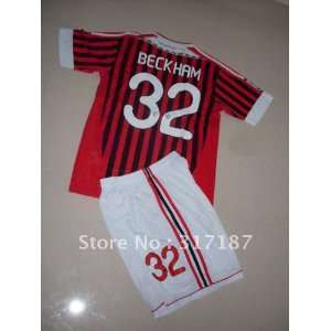   ac milan home #32 beckham soccer jersey football jersey soccer