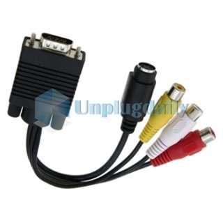 VGA Adapter Male to Female TV S Video RCA Out Conversion Cable for PC 