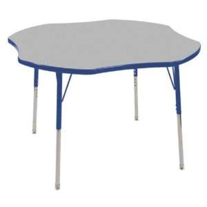  Shaped Adjustable Activity Table in Gray Edge Banding Blue, Leg 
