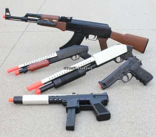 New Lot 5 Airsoft Spring Guns AK47 Shotguns Uzi Beretta Pistol w 
