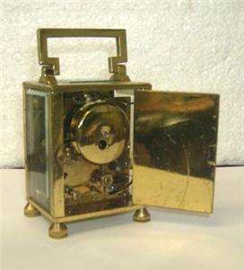   MINIATURE French brass time / alarm carriage clock . Working / fixer