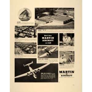 1939 Ad Martin Aircraft Plane Factory Plant Baltimore   Original Print 