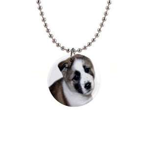Akita Puppy Dog Button Necklace B0005