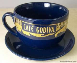 CAFE GODIVA HUGE COFFEE CUP & SAUCER CALIFORNIA PANTRY COBALT BLUE 