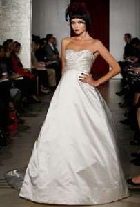AUTHENTIC Reem Acra 4000 Kailani Light Ivory Silk Satin Couture Bridal 