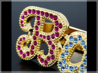 Bad  Three fingers ring with multi color stones  