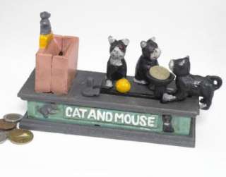 Cat & Mouse Foundry Iron Mechanical Coin Bank  