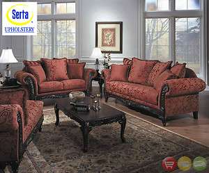 Serta Formal Antique Style Luxury Sofa LoveSeat & Chaise 3 Piece 