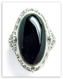 Cameo / Onyx Filigree Flip Ring Sterling Silver Size 8  