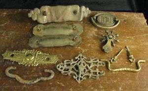 Antique Brass Bronze Knobs Pulls Furniture Parts 12 pcs  