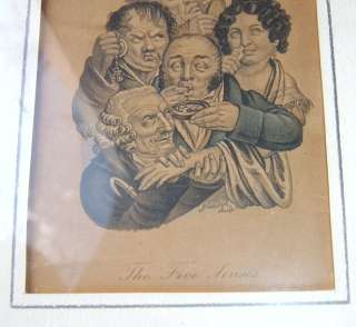 antique print framed with mat and glass size with frame is 8 5 8 long 