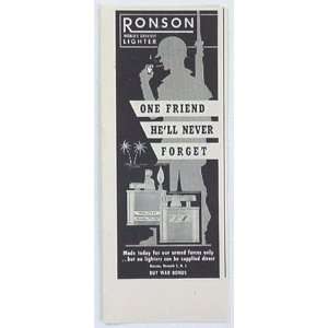  1944 Ronson Lighter Soldier War Print Ad (3043)