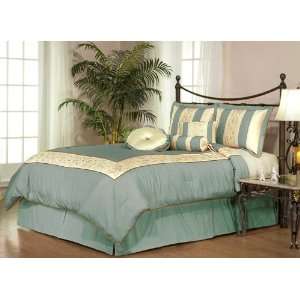  7Pcs King Elisa Bed in a Bag Comforter Set Aqua Blue