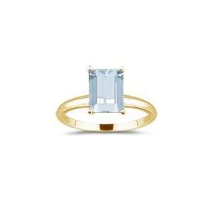  2.00 Cts Aquamarine Solitaire Ring in 18K Yellow Gold 7.5 