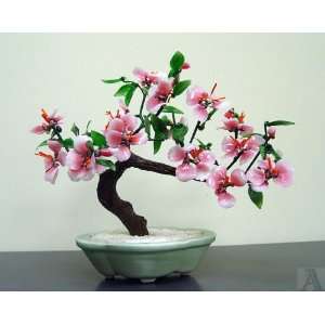  Artificial Glass Shabby & Chic Pink Bonsai Tree & Pot 