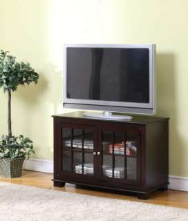 Simple Assemble Chocolate Finish TV Stand Entertainment Center With 