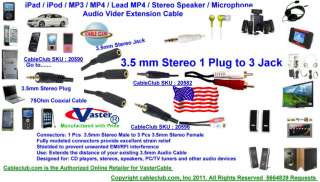 mm Stereo Splitter Cables (1 Male to 3 Female) 670561 98902 3 
