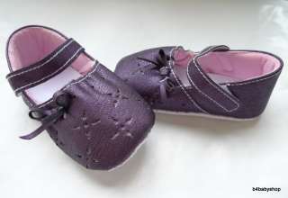 Baby girl Dark Purple MaryJane shoes w/bow NEW(6 12M)  