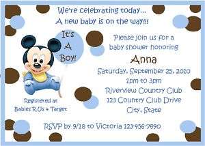 Personalized Baby Mickey Baby Shower Invitations  