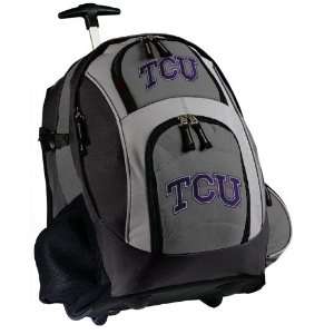TCU Logo Rolling Backpack Deluxe Gray Texas Christian University   Our 