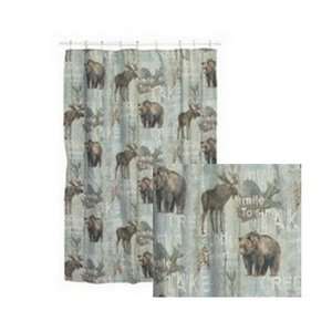 Mountain Trail Bear and Moose Shower Curtain 