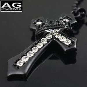 BLACK CROSS WITH RING PENDANT BALL CHAIN NECKLACE  