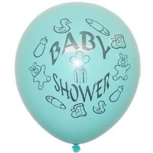 12 blue printed balloons   Baby Shower Patio, Lawn 