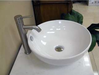 Bathroom Ceramic Sink & Nickel Faucet Combo for Vanity  