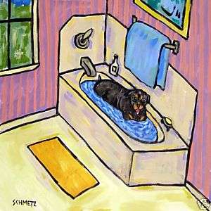 ROTTWEILER in the bathtub coaster dog ANIMAL art tile  