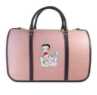BETTY BOOP & PUDGY BLUE PET CARRIER PINK CROCODILE $130  