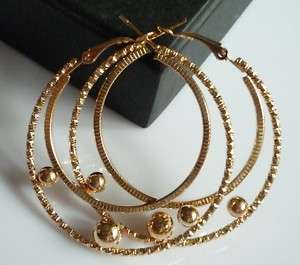 Fashion Gold Tone BIG Circles Hoop Earrings 2 GP P71  