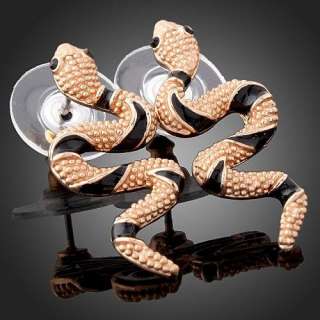   Jewelry Black Enamel Crawl Snake Shape Pierce Fashion Earring Eardrop