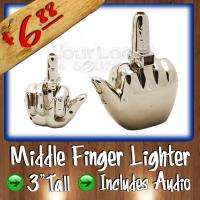   Novelty Middle Finger Butane Gas Torch Flame Cigarette Lighter  