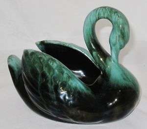 Blue Mountain Pottery Open Swan, 5 1/2 Tall GREEN  