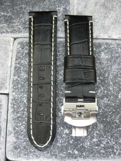 24mm Leather Strap Band Deployment Buckle Fit BREITLING  
