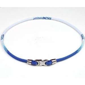   Phiten D11 X50 Blue & White Baseball Necklace