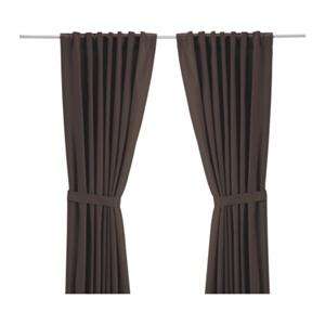 IKEA RITVA Pair of curtains with tie backs   BROWN  