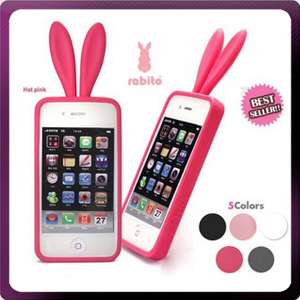 Lovely Rabbit Bunny Ears Tail Silicone phone bag Case  