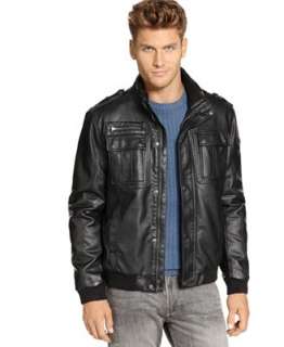 Calvin Klein Jacket, Faux Leather Moto Jacket