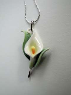 FJ00223 Calla lily necklace Franz Porcelain spectacular  