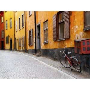 Street Scene in Gamla Stan Section with Bicycle and Mailbox, Stockholm 