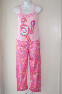 CANDY PRINT Pajama Set Girls Large 10 12 New, In Package PINK  