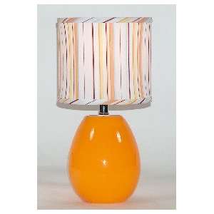   Glass & Striped Shade Table Lamp with Night Light