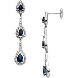    Genuine Blue Sapphire & Diamond Earrings Diamond Designs Jewelry
