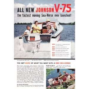   Sea Horse V 75A Outboard Motor Boat Original Print Ad 