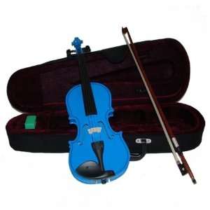   Blue Violin with Case and Bow+Extra Set of String, Extra Bridge, Rosin