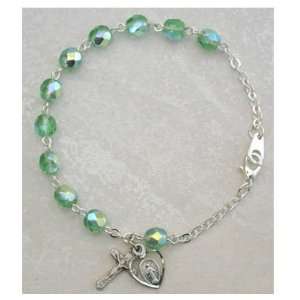   Silver Womens Rosary Bracelet Peridot August Birthstone. Jewelry
